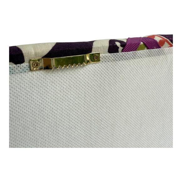 Vera Bradley Ribbon BOARD 18x18 Plum Crazy Photo Note Memo Picture Holder Button - Picture 4 of 8